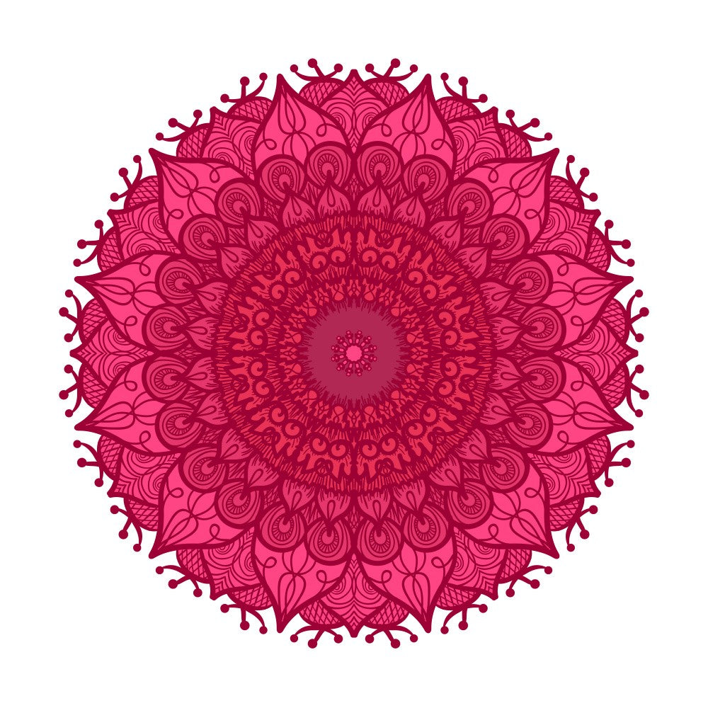 Pink Floral Mandala Line Art