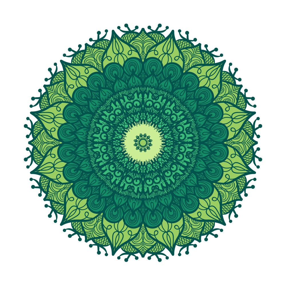 Green Floral Mandala Line Art