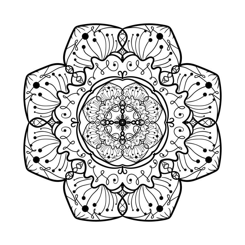 Floral Mandala Line Art
