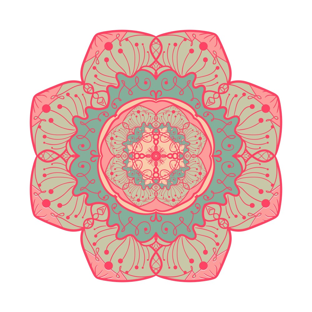 Floral Mandala Line Art