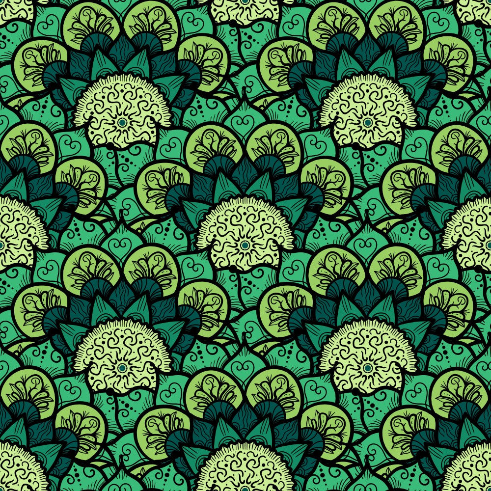 Green Mandala Line Art