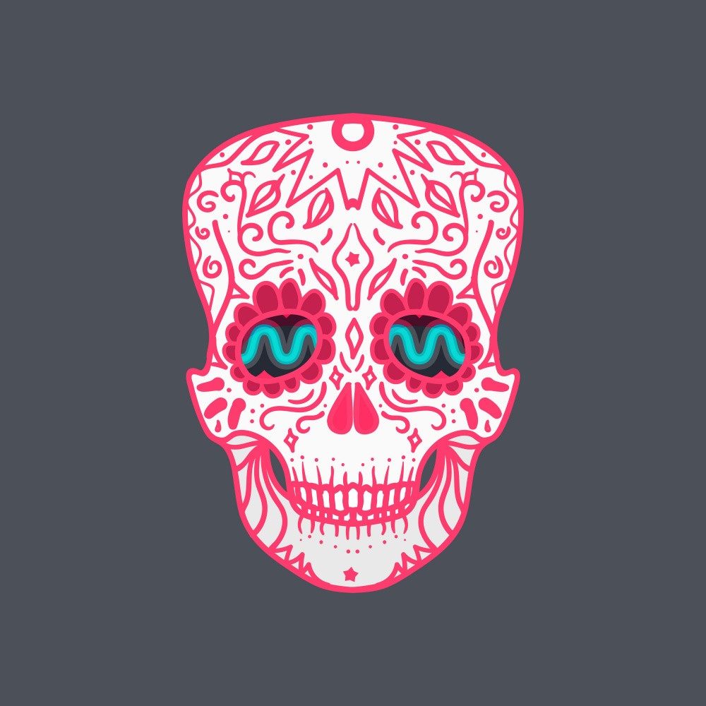 Cartoon Skull Line Art