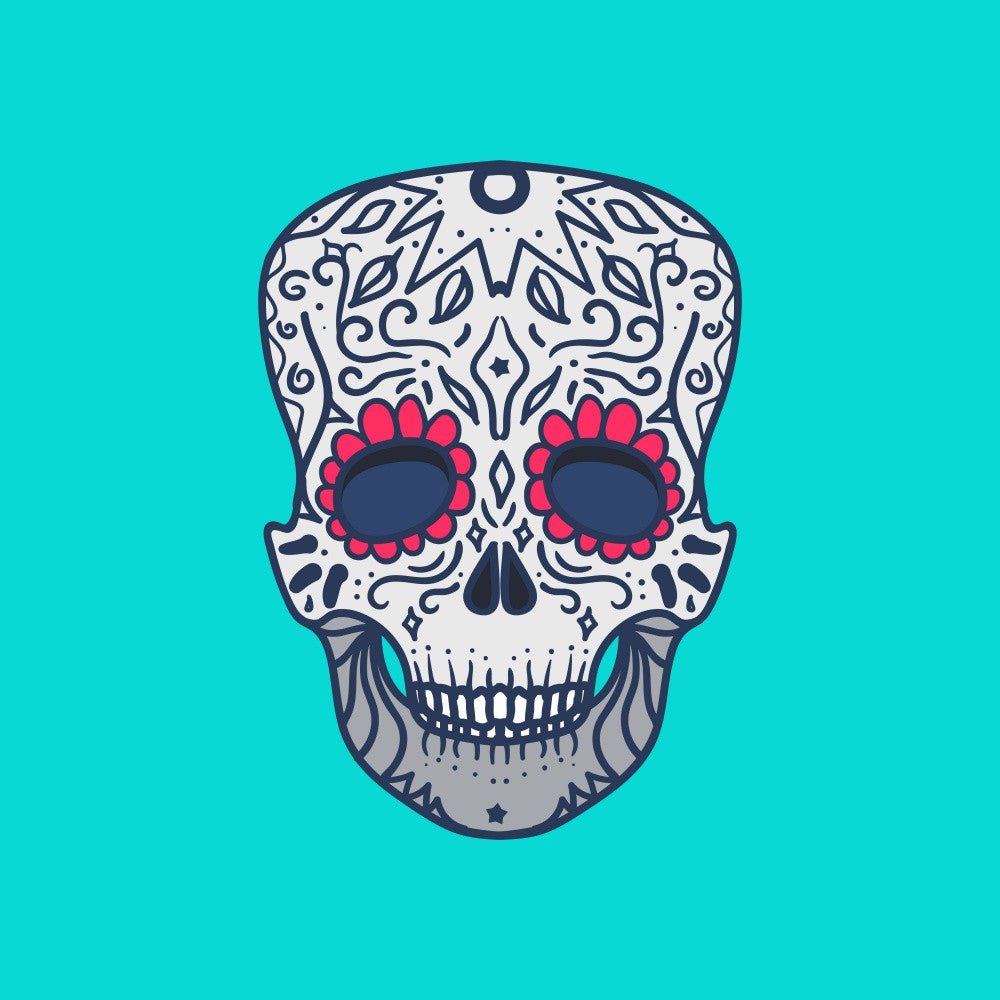 Cartoon Skull Line Art