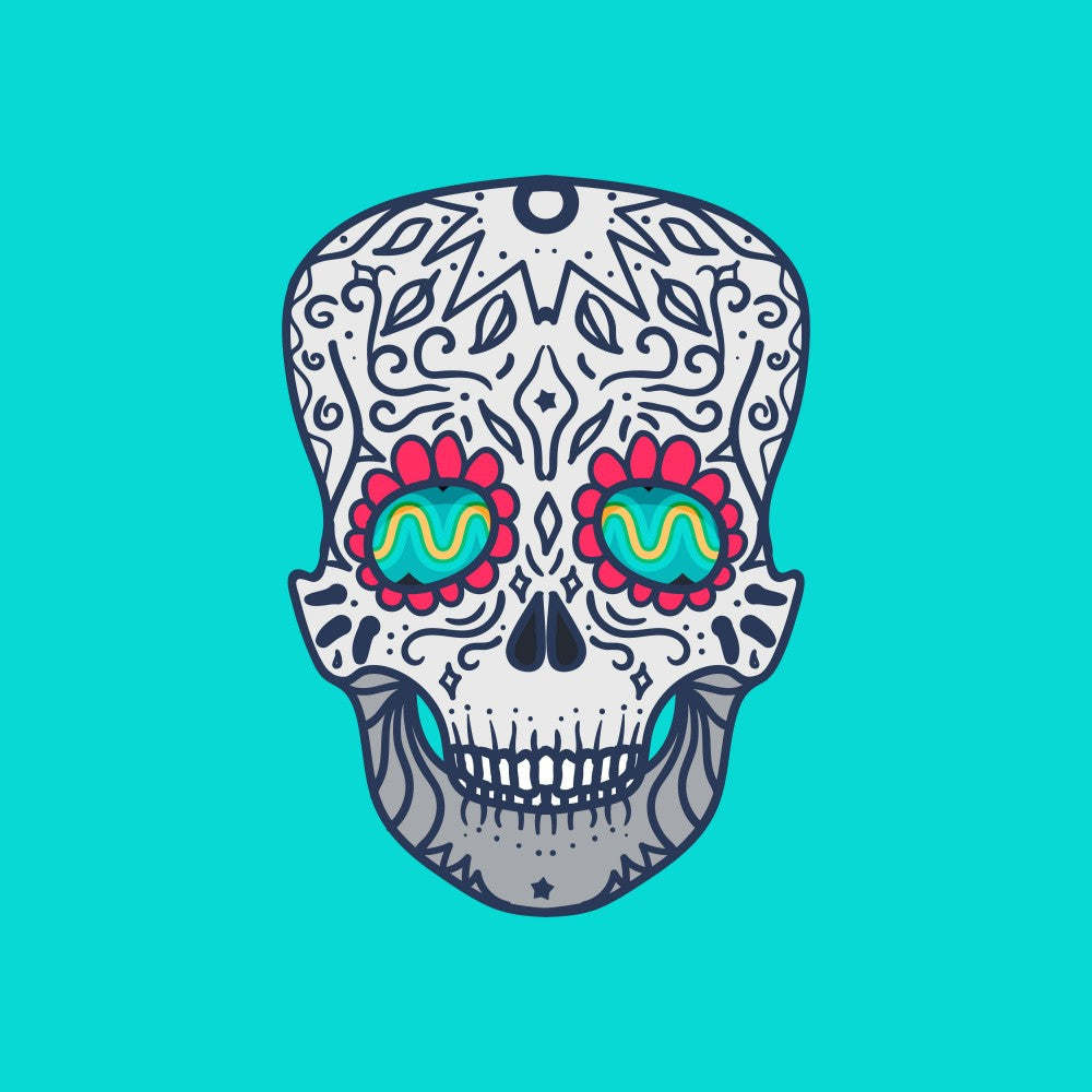 Cartoon Skull Line Art