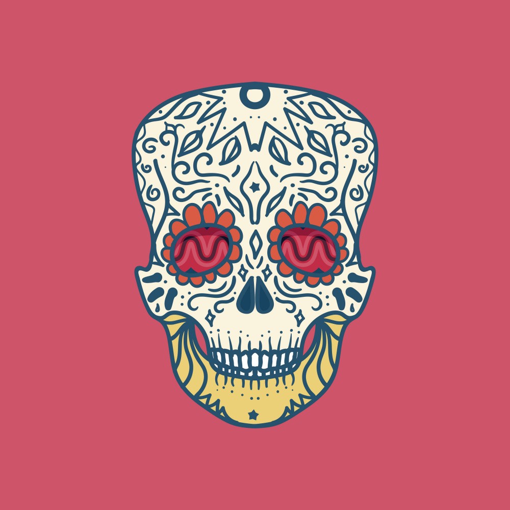 Cartoon Skull Line Art