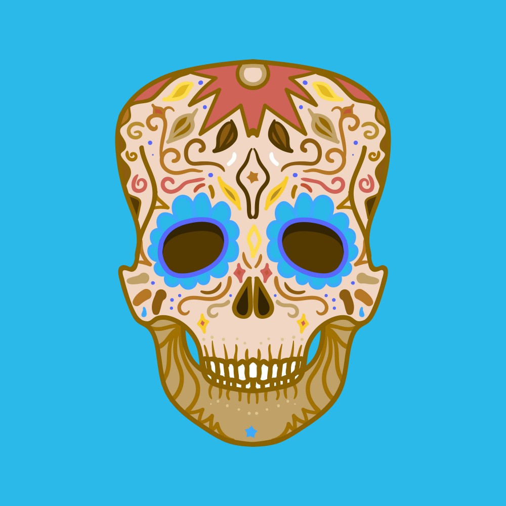 Cartoon Skull Line Art