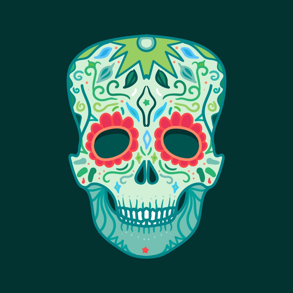 Cartoon Skull Line Art