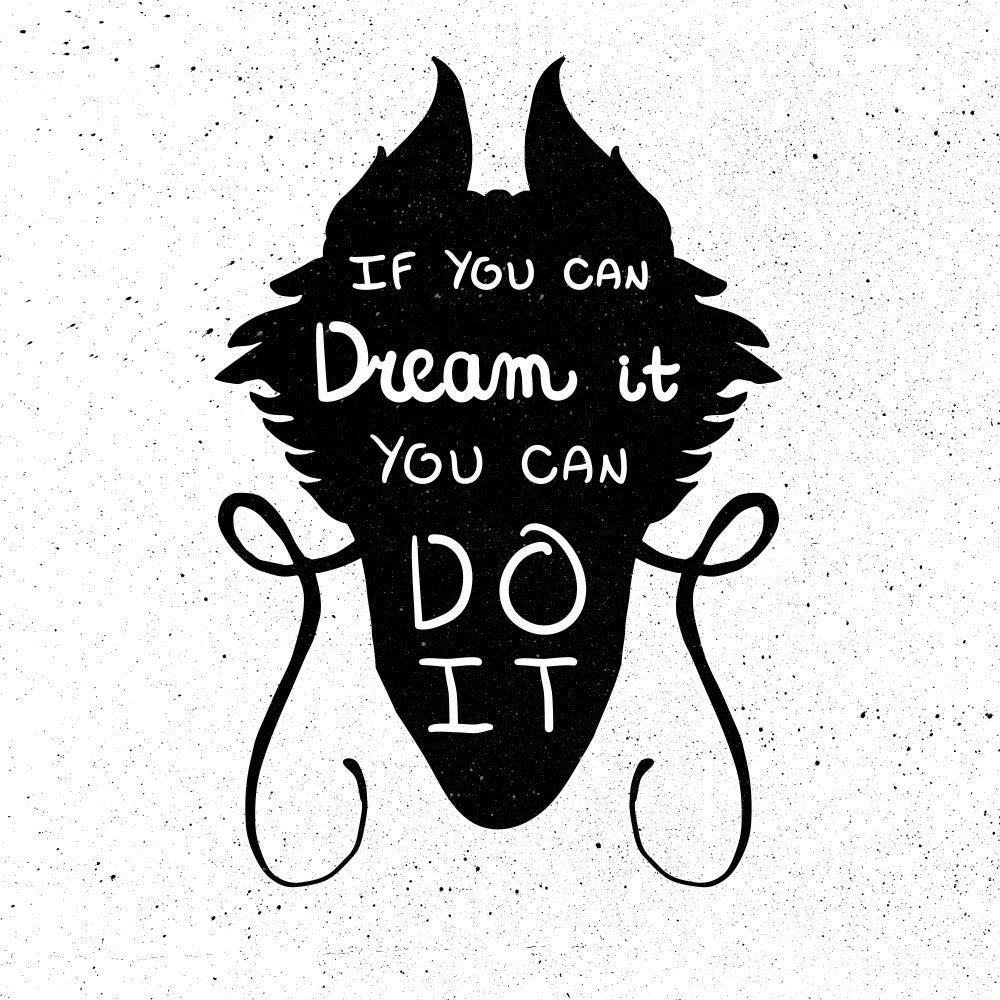 Dragon Silhouette with Lettering