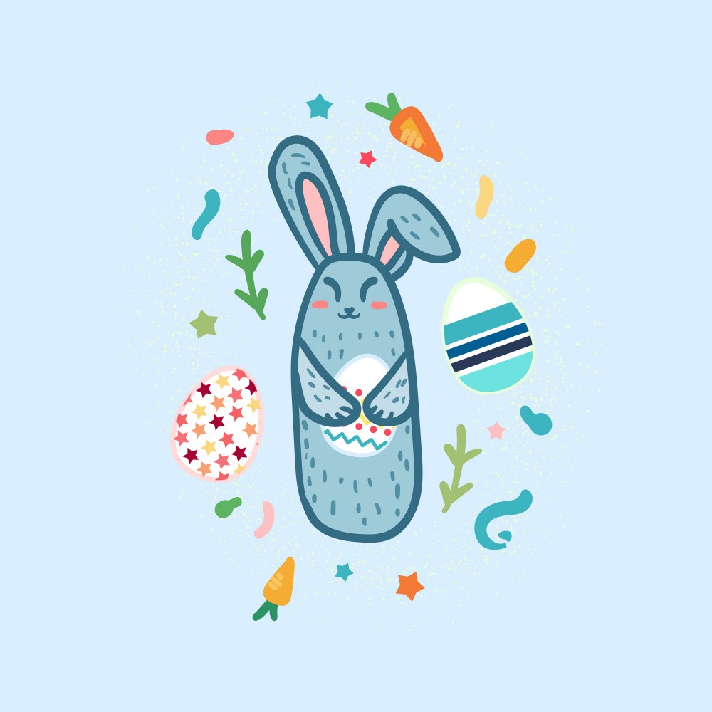 Happy Easter Cartoon Rabbit