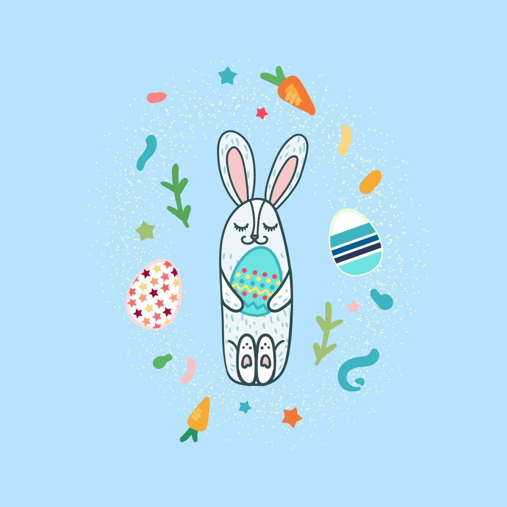 Happy Easter Cartoon Rabbit