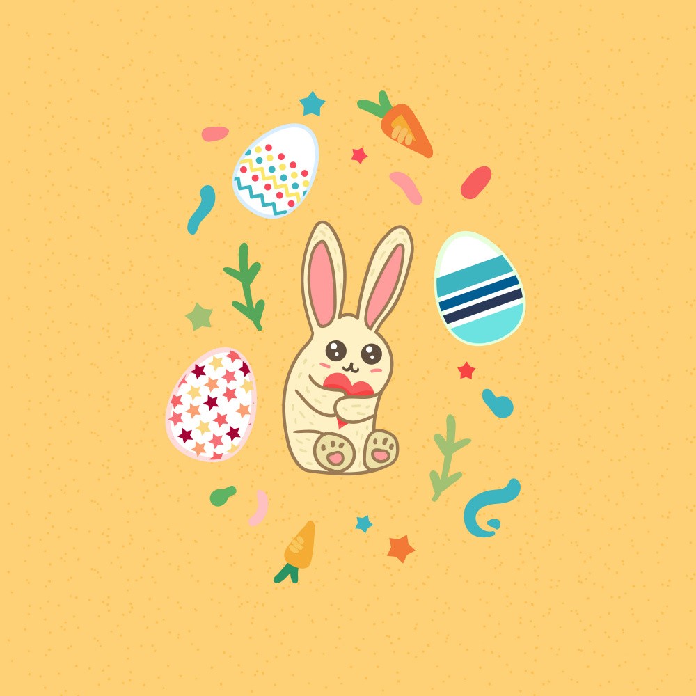 Happy Easter Cartoon Rabbit