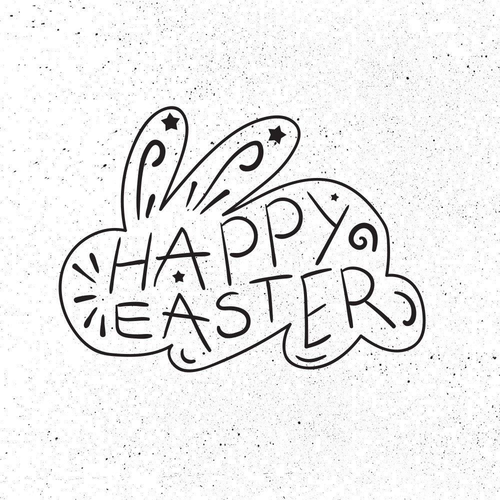 Happy Easter Rabbit Lettering Art