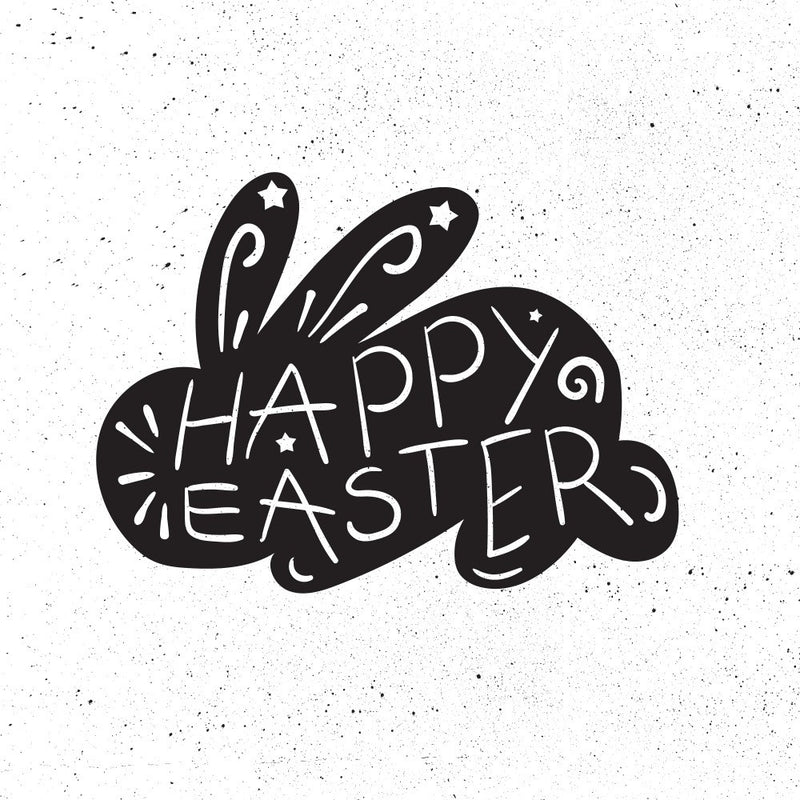 Happy Easter Rabbit Lettering Art