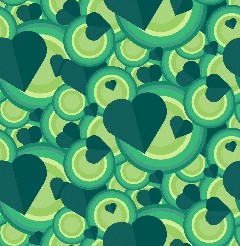 Romantic Green Hearts