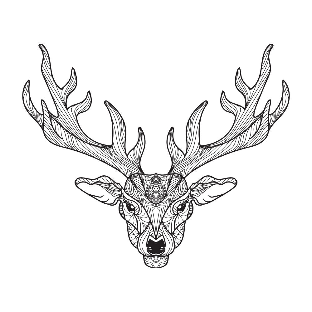 Wild Mystical Deer Line Art