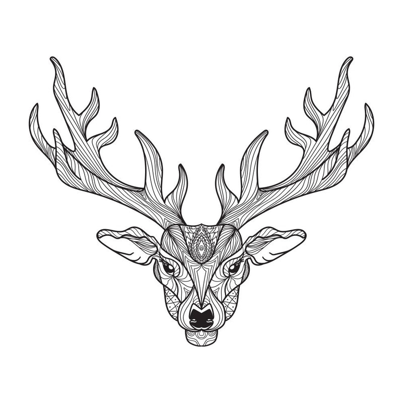 Wild Mystical Deer Line Art