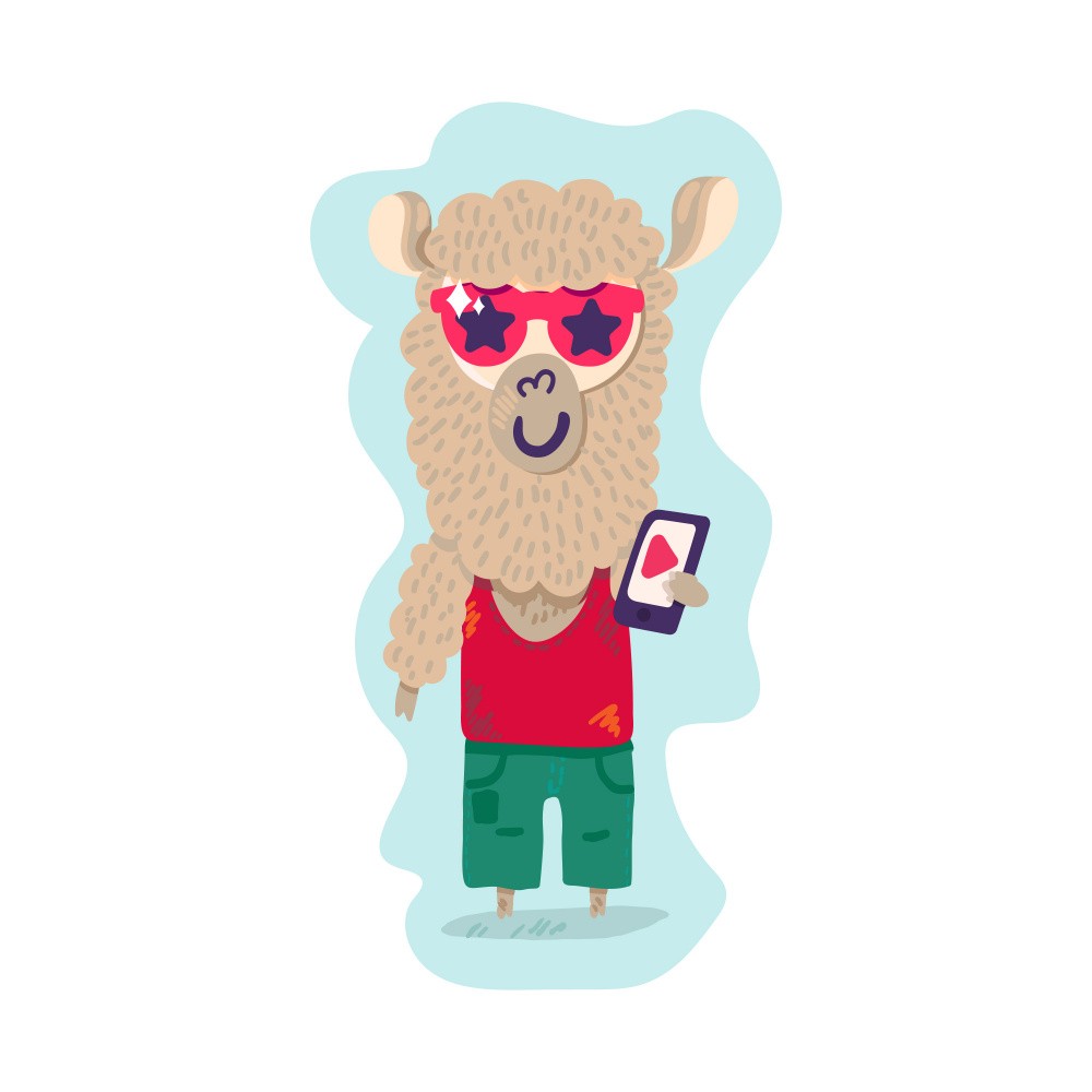 Colorful Cartoon Llama Character