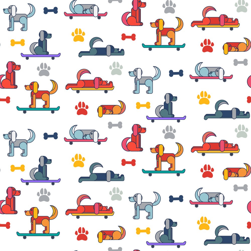 Colorful Dogs on Skateboards