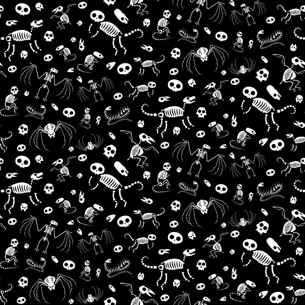 Halloween Skeletons Black White