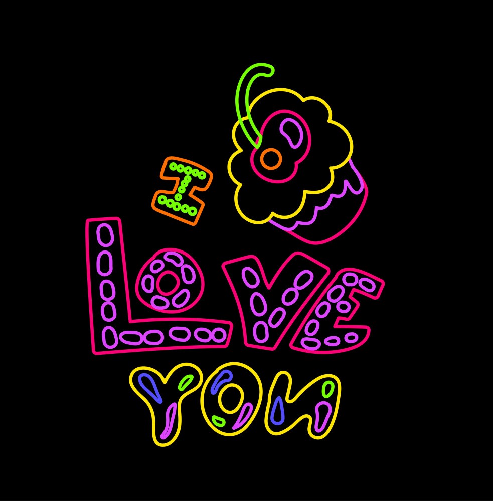 Neon Love Cupcake
