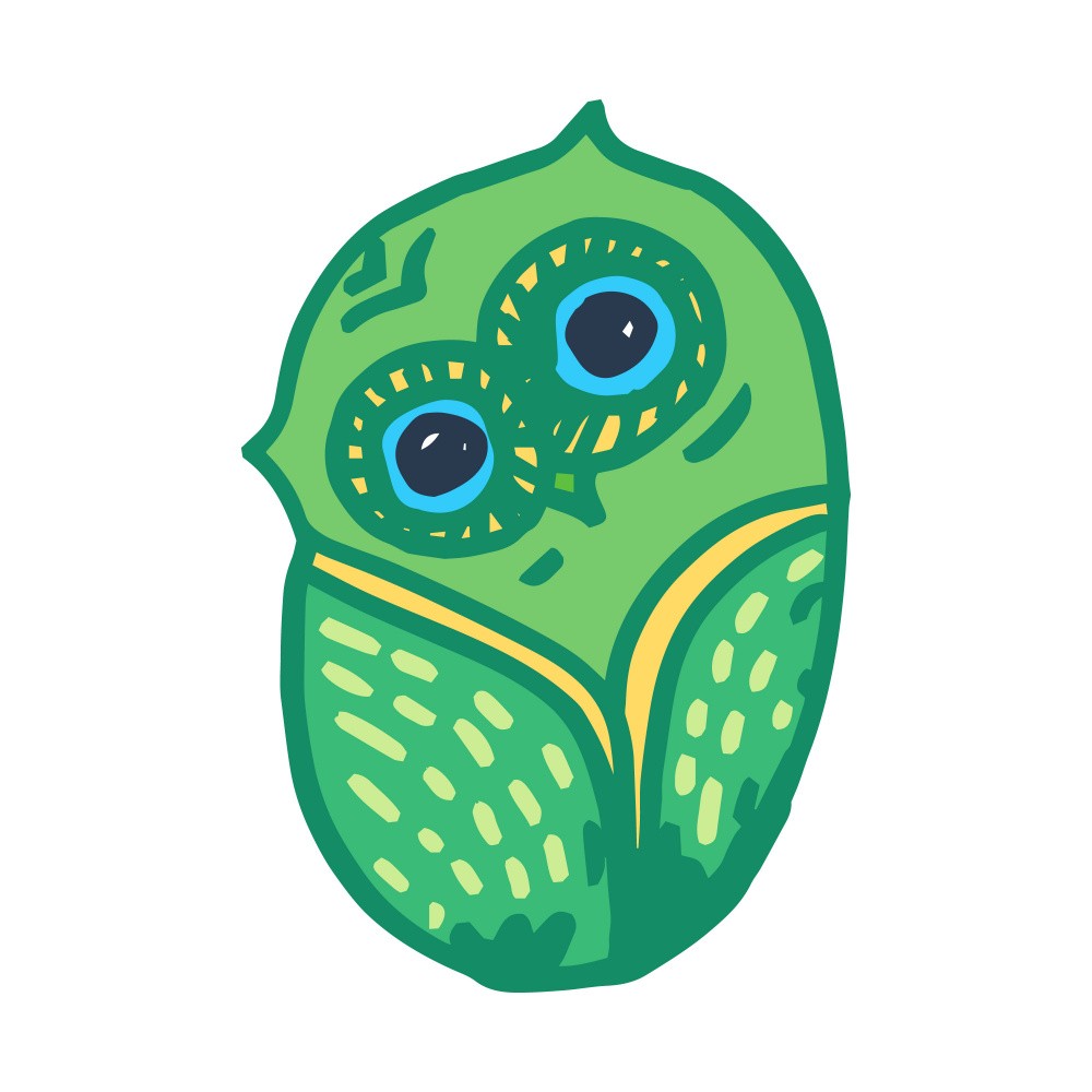 Owl in a Green Leaf