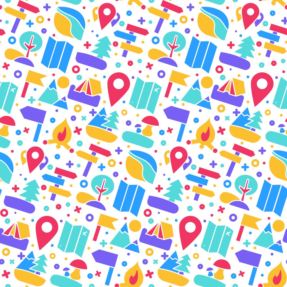 Colorful Camping Icons