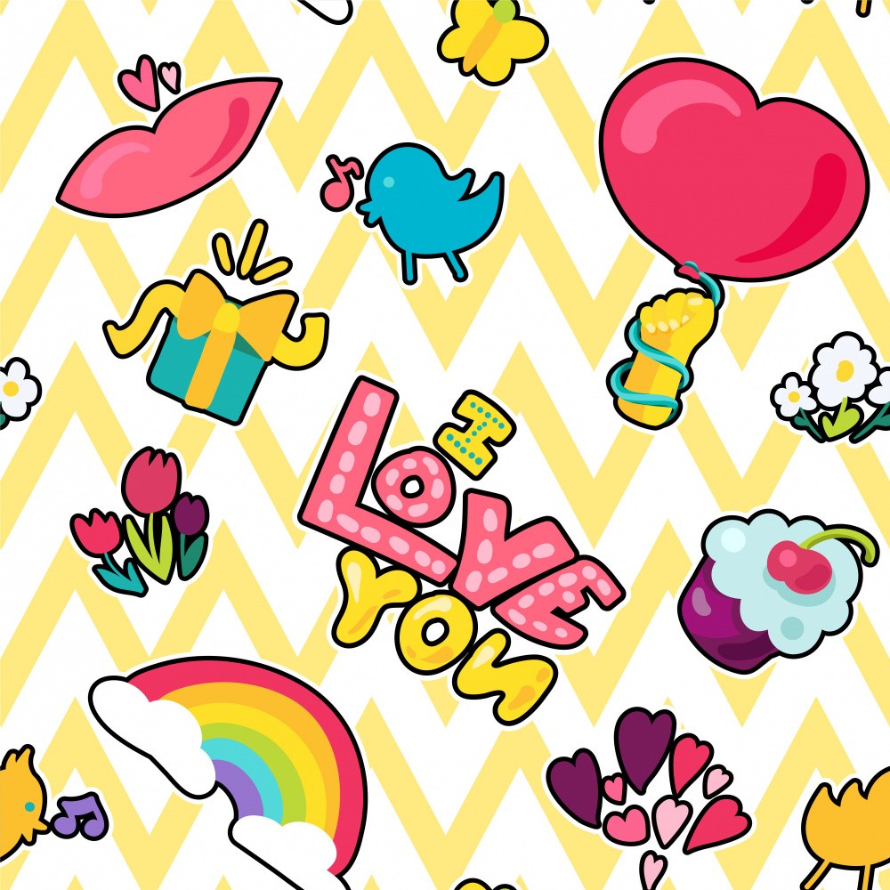 Colorful Stickers with Love Themes
