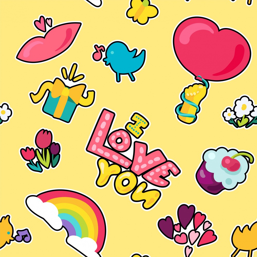 Colorful Stickers with Love Themes