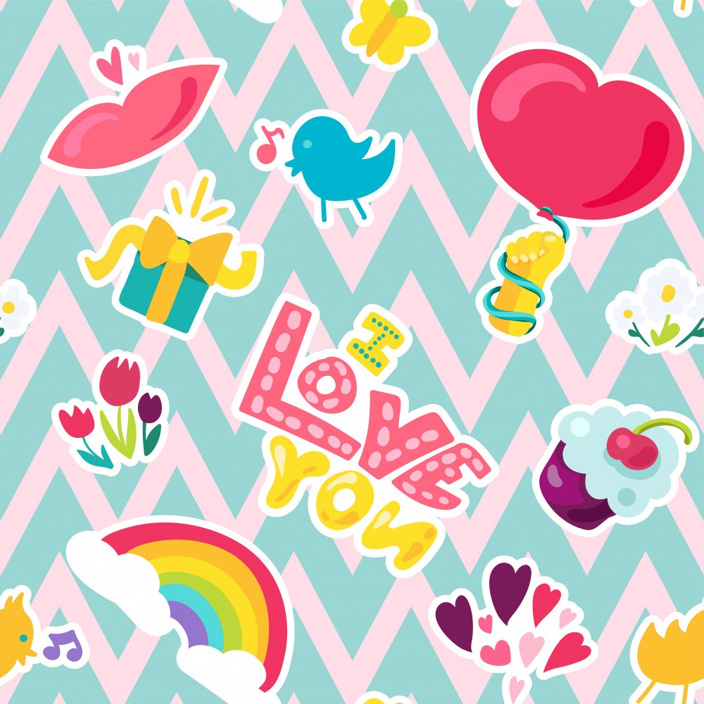 Colorful Stickers with Love Themes