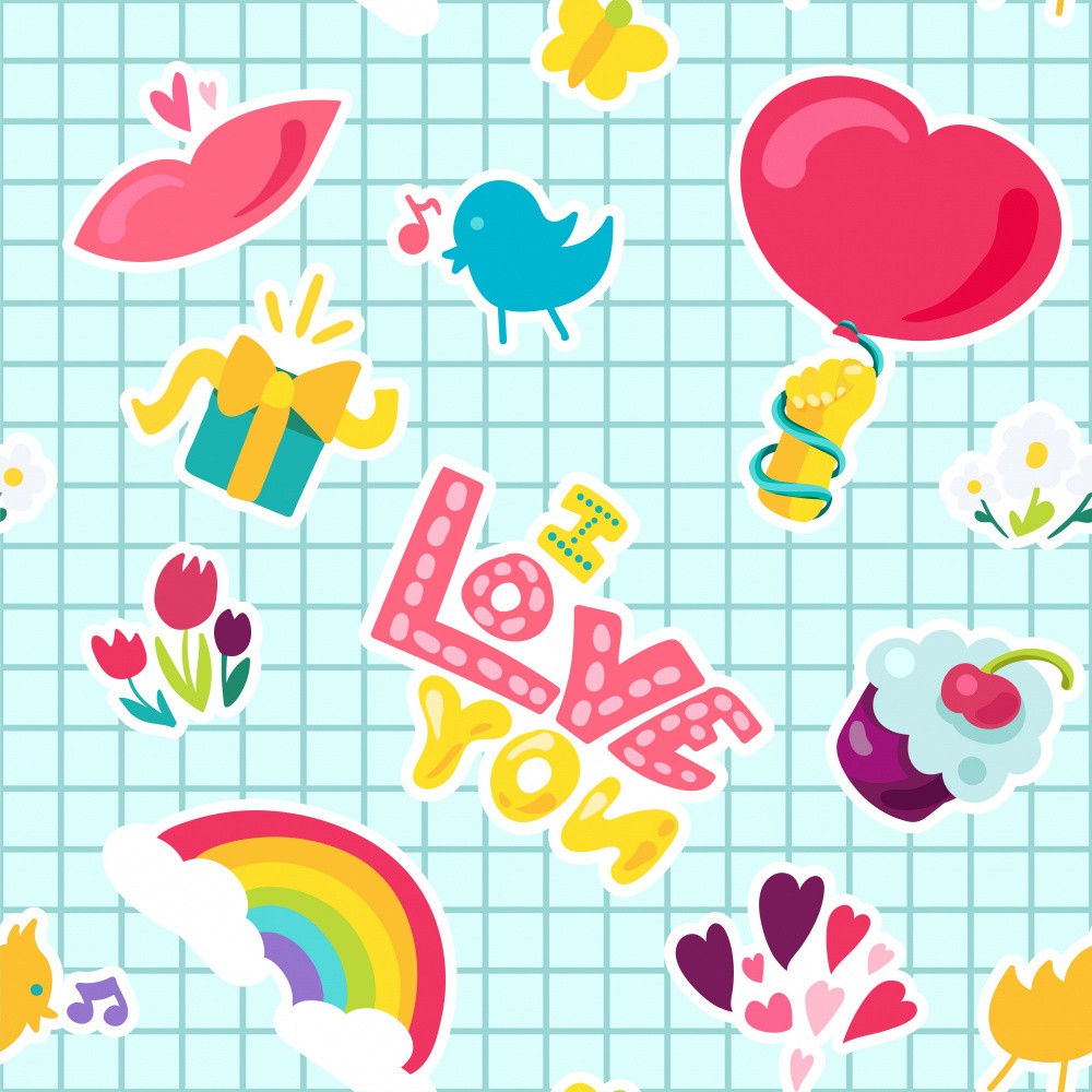 Colorful Stickers with Love Themes