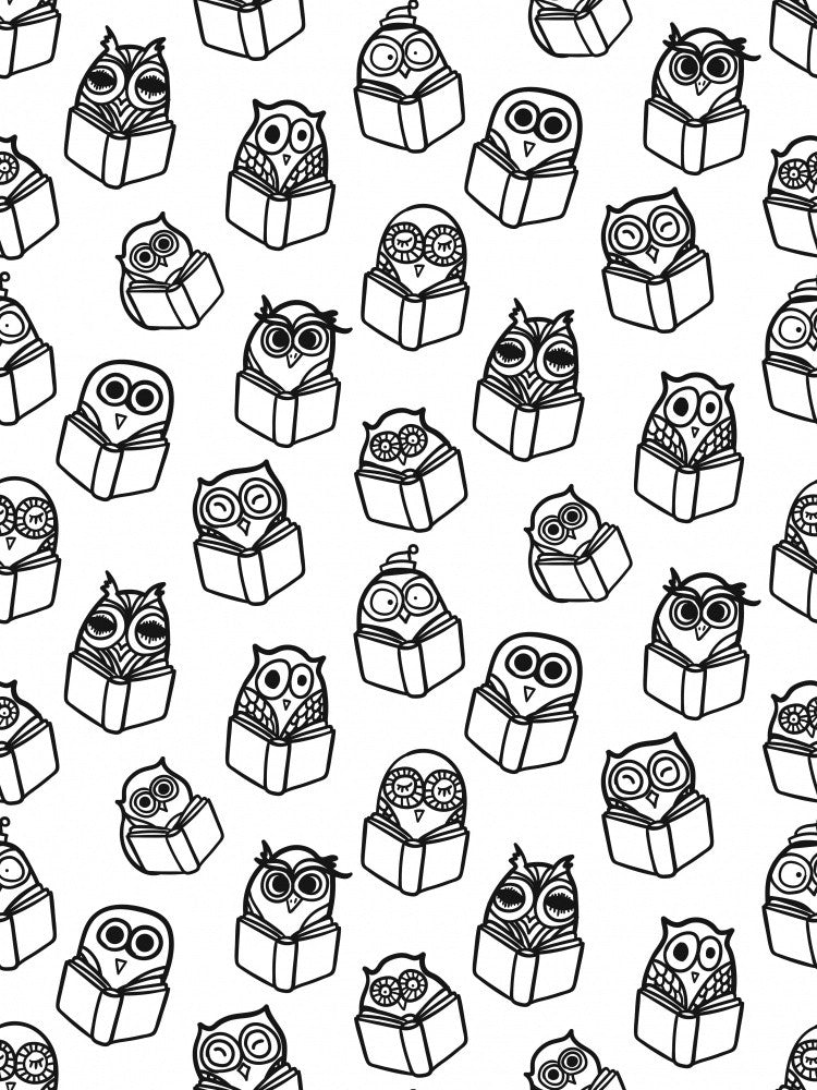 Black and White Owls Pattern