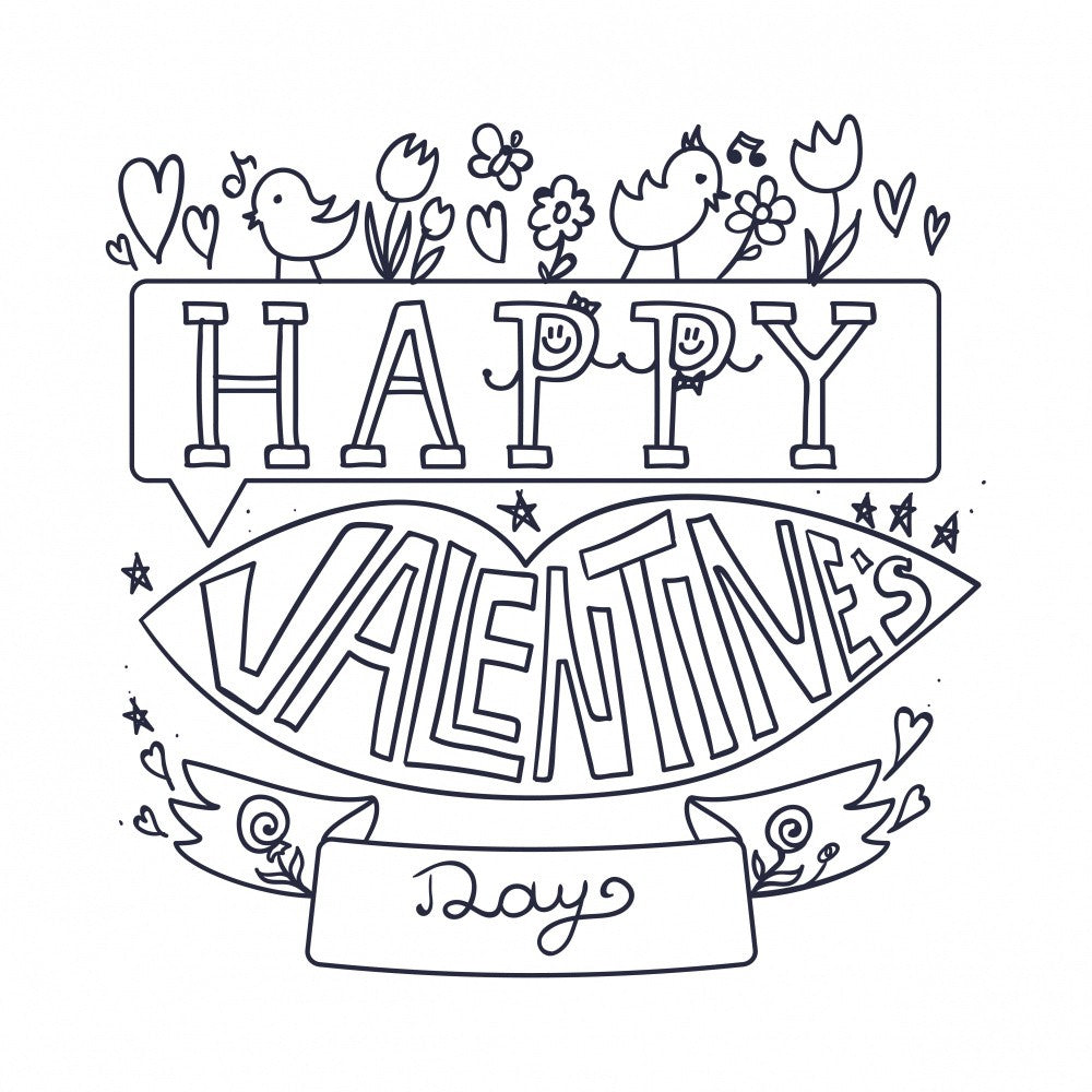 Happy Valentines Day Lettering