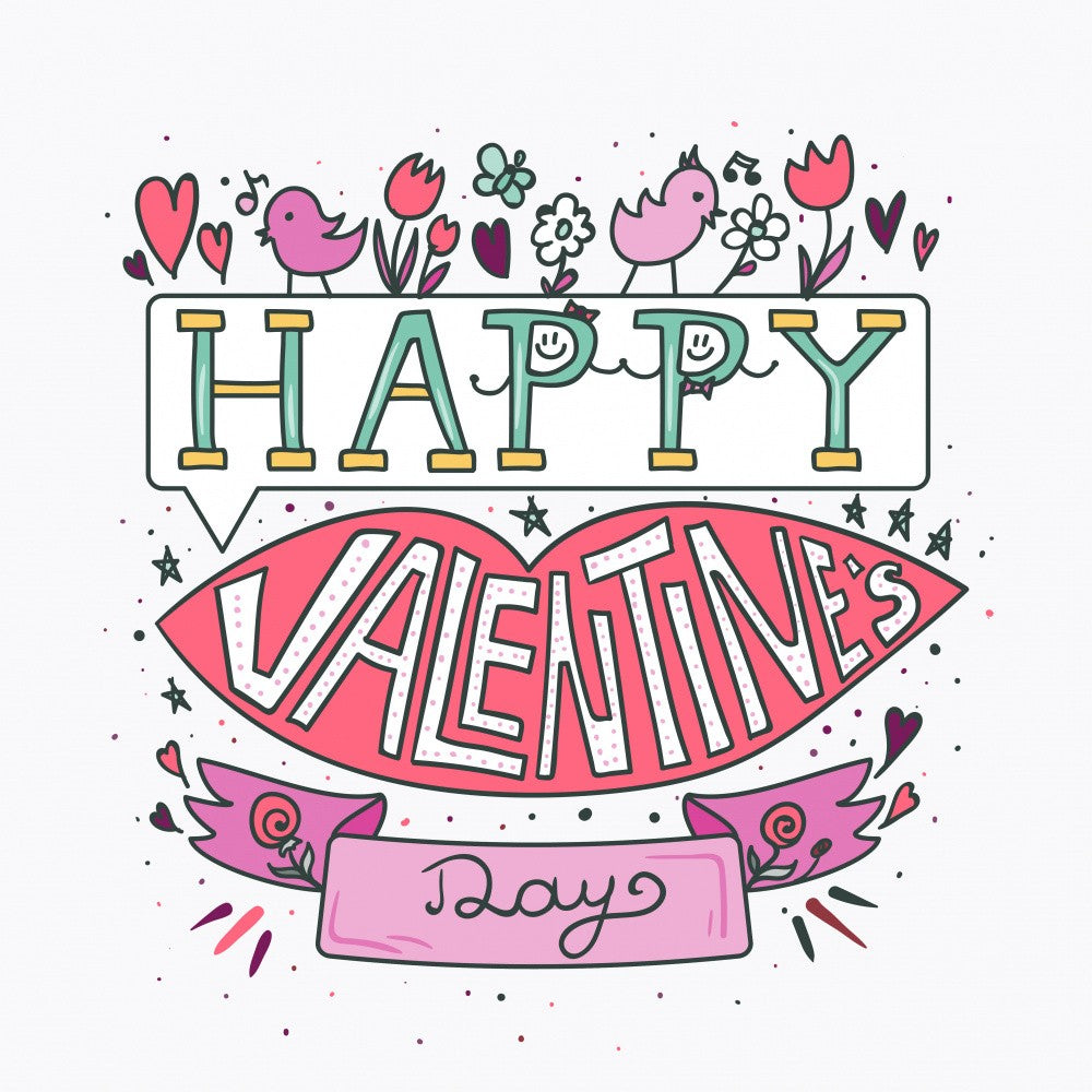 Happy Valentines Day Lettering