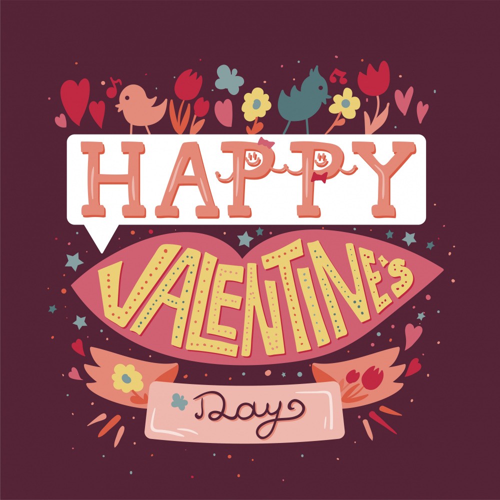 Happy Valentines Day Lettering