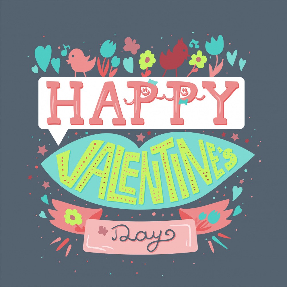 Happy Valentines Day Lettering