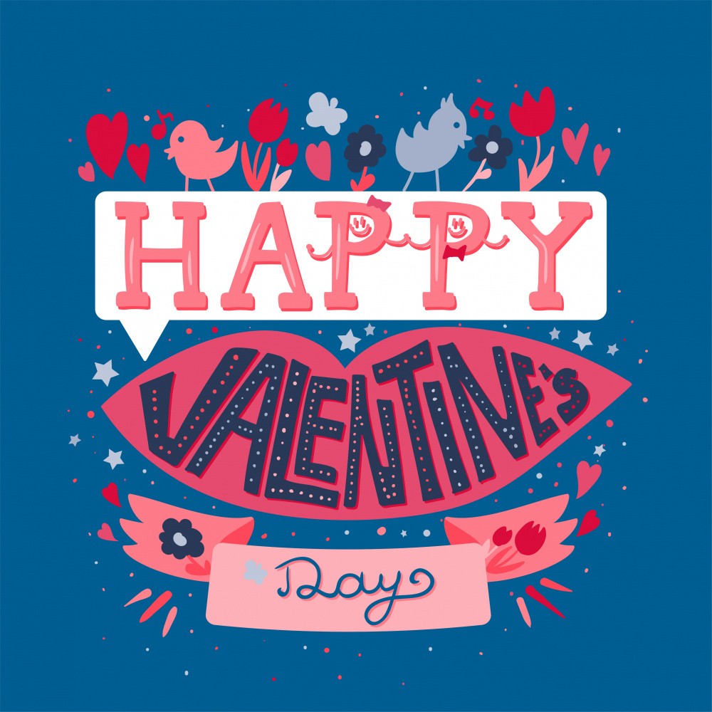 Happy Valentines Day Lettering