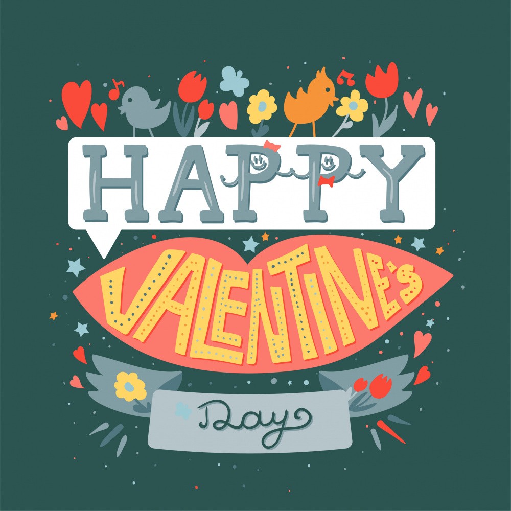 Alles Liebe zum Valentinstag Schriftzug