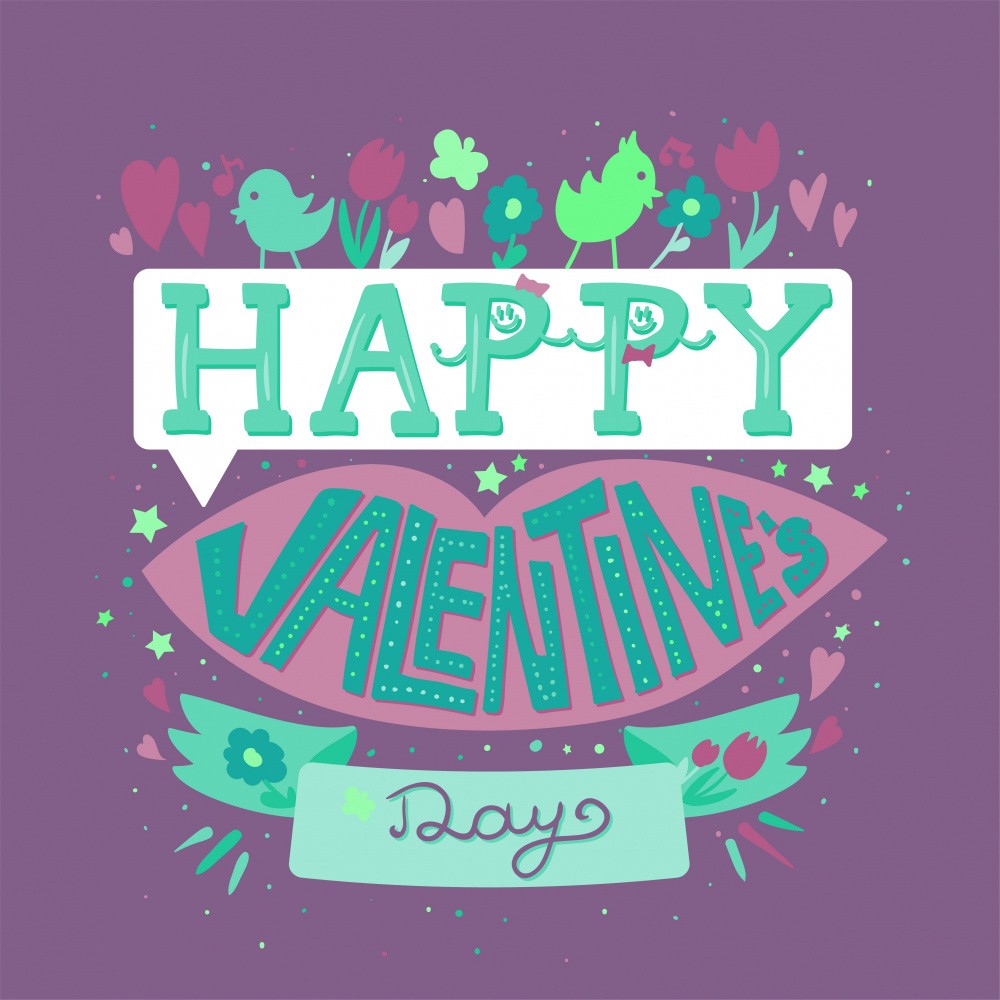Happy Valentines Day Lettering