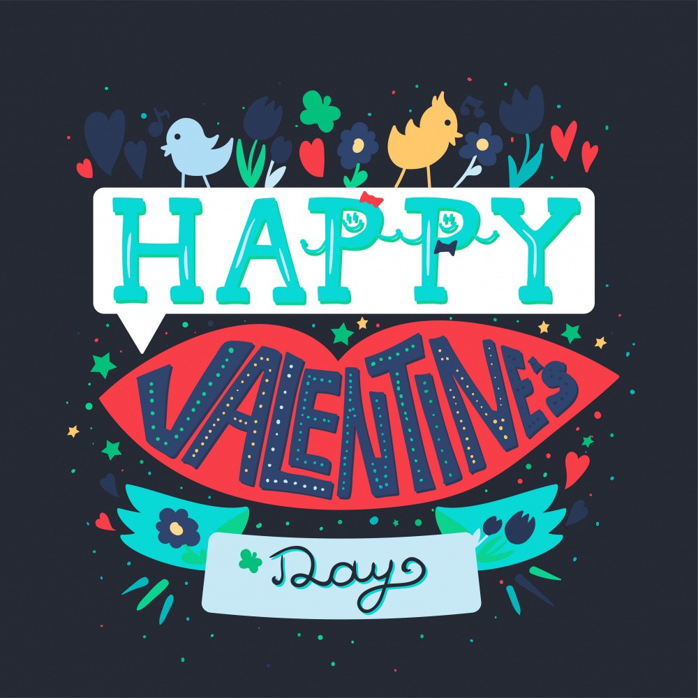 Happy Valentines Day Lettering