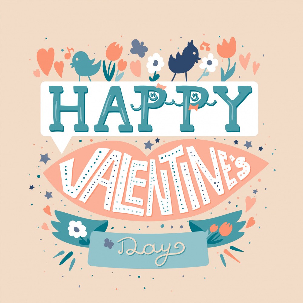 Happy Valentines Day Lettering