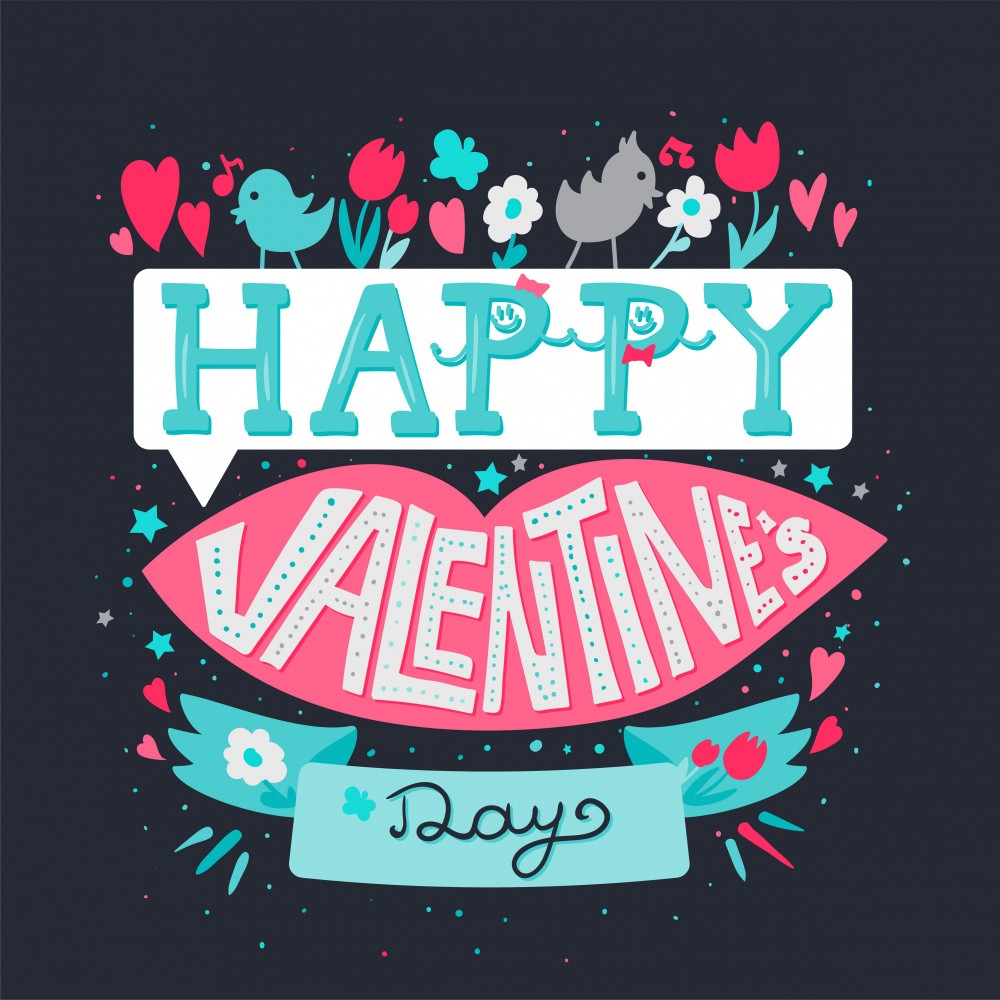 Happy Valentines Day Lettering