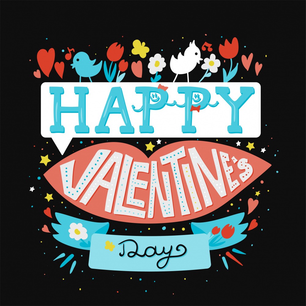 Happy Valentines Day Lettering
