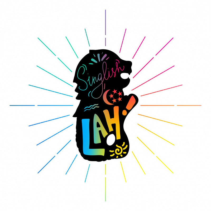 Silhouette Of The Merlion With Colorful Typography