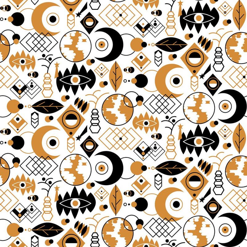 Geometric Pattern With Mystical Symbols