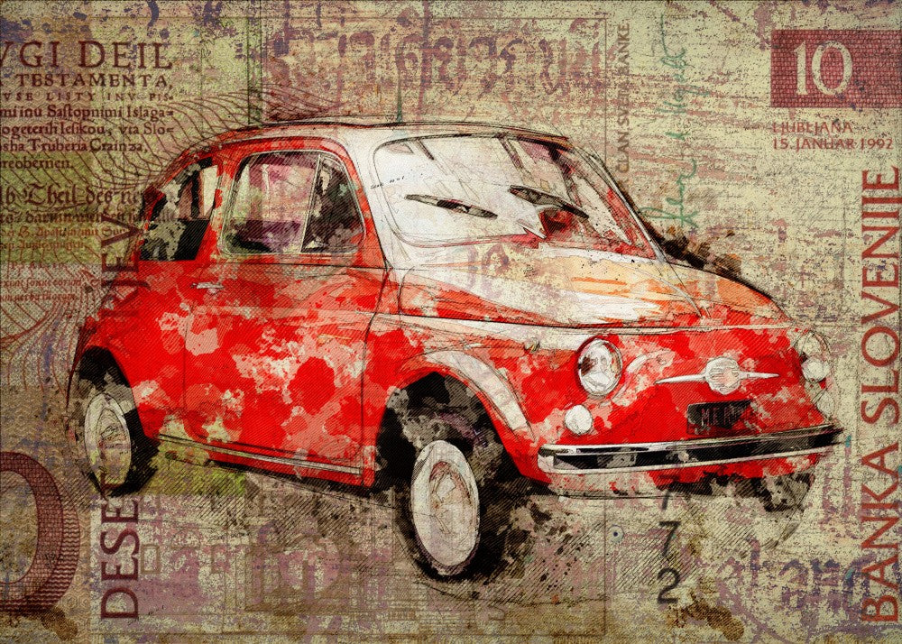 red retro car