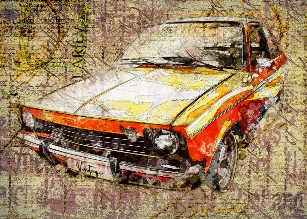 yellow retro car