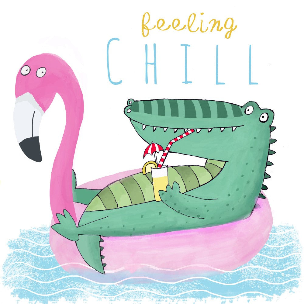 Felling Chill Funny Crocodile on a Flamingo Float