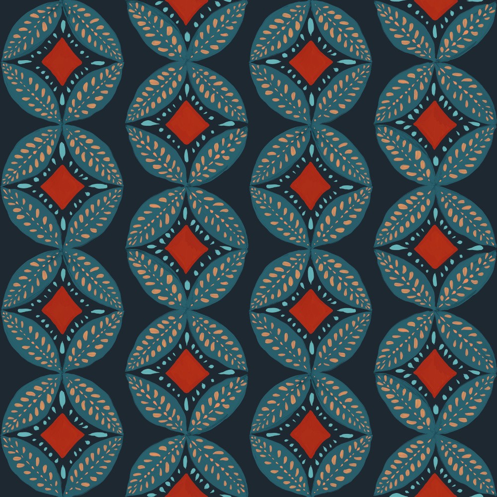 Geometric Leaves Modern Medallion Mosaic