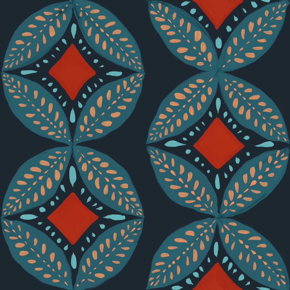 Geometric Leaves Modern Medallion Mosaic