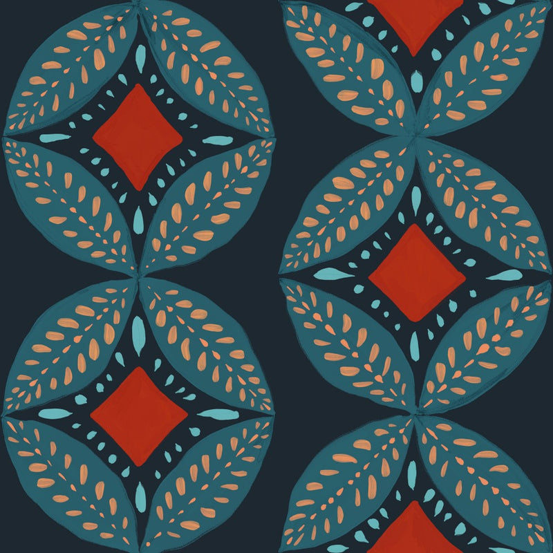 Geometric Leaves Modern Medallion Mosaic